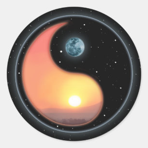 Sticker Rond Ying Yang Sunset