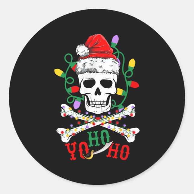Sticker Rond Yo S Ho Rate Boat Cruise Xmas Skull Crossbones Chr (Devant)