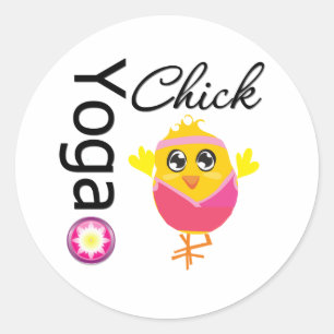 Sticker Rond Yoga chick