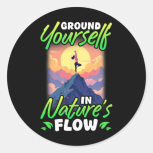 Sticker Rond Yoga et nature : retrouvez vos racines dans le flu