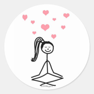Sticker Rond Yoga Girl