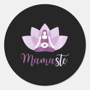 Sticker Rond Yoga Maman Enceinte Namaste Mamaste Pour Mère 