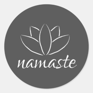 Sticker Rond Yoga manuscrit de fleur de Namaste Lotus