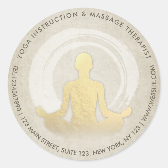 Sticker Rond Yoga Méditation Instructeur Pose Facile Symbole ZE (Devant)