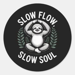 Sticker Rond Yoga Méditation Slow Flow Slow Soul Paresseux 
