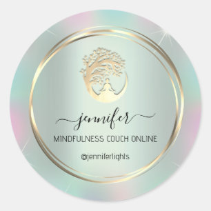 Sticker Rond Yoga Méditation Thérapeutique Couch Holographe Min