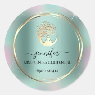 Sticker Rond Yoga Méditation Thérapeutique Couch Mint Vert