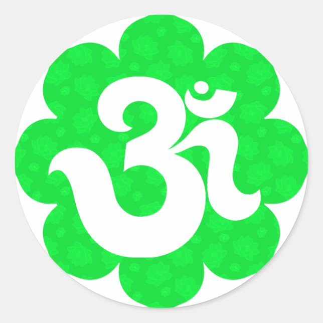 Sticker Rond Yoga Om en Lotus green (Devant)