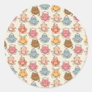 Sticker Rond Yoga pose motif   Yoga sans couture motif 42