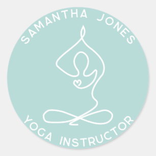 Sticker Rond Yoga professeur studio yogi pose entreprise modern