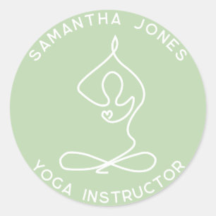 Sticker Rond Yoga professeur studio yogi pose entreprise modern