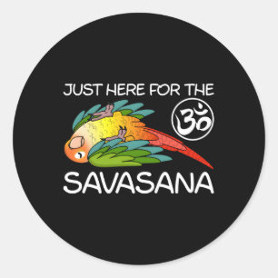 Sticker Rond Yoga Savasana Parrot Vert Cheek Eappa Conure