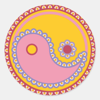 Sticker Rond Yoga Speak Baby : Symbole Paisley Yin-Yang