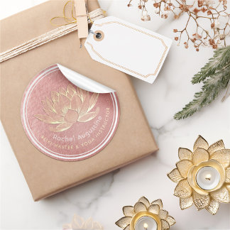 Sticker Rond YOGA Studio Méditation Reiki Instructeur Gold Lotu