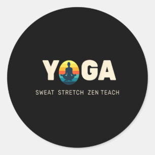 Sticker Rond Yoga Zen Étirement Lance Flux Respirer Méditer Mai