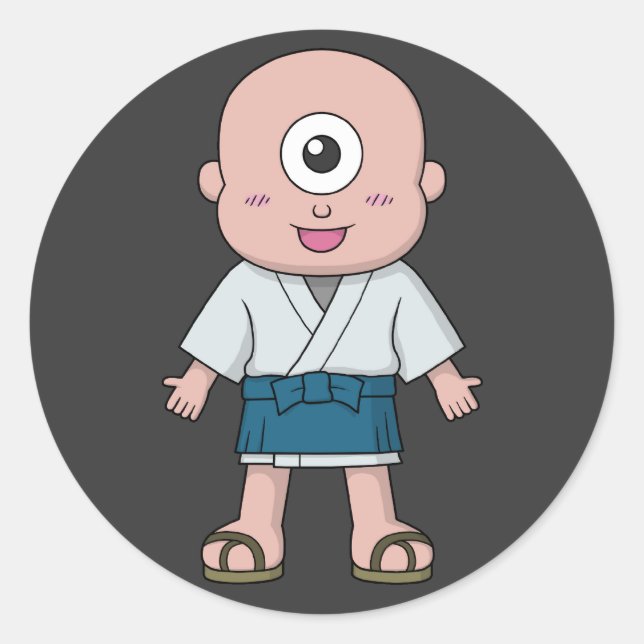 Sticker Rond Yokai Hitotsume-kozou (Enfant à un oeil) (Devant)