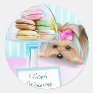 Sticker Rond Yorkie Macarons