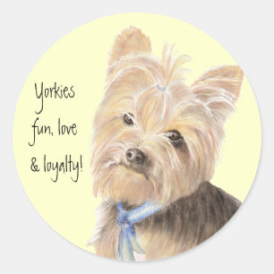 Sticker Rond Yorkie mignonne, Yorkshire Terrier, Chien, Animal