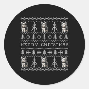 Sticker Rond Yorkshire Terrier laide de Noël Sweat Funny Chien