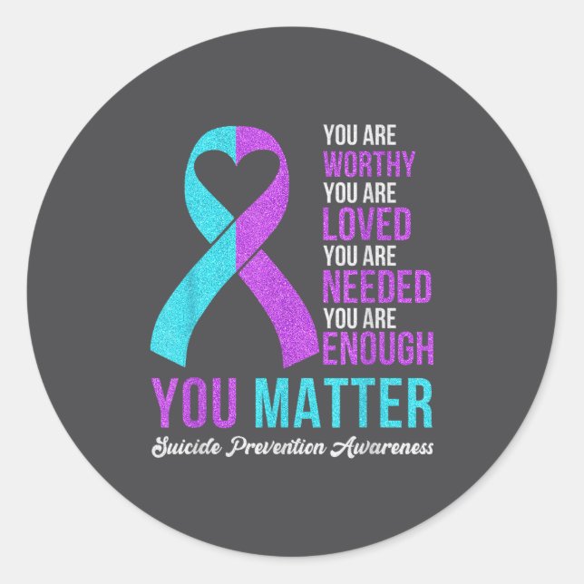 Sticker Rond You Kindness Be Kind Suicide Prevention Awareness  (Devant)