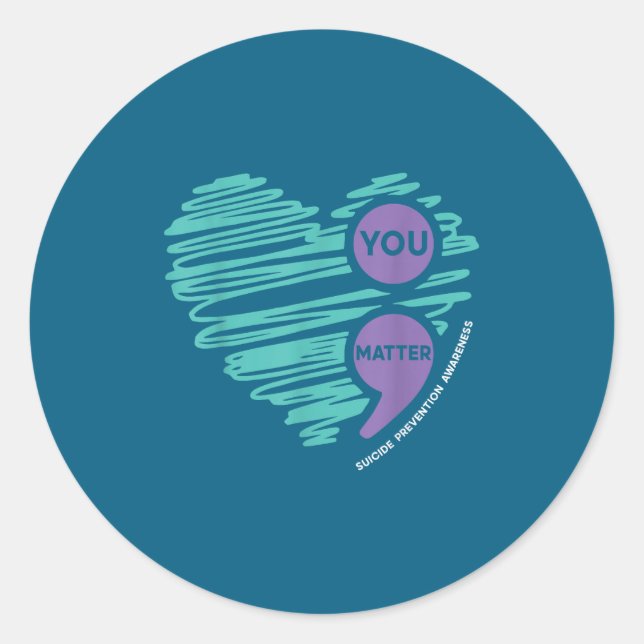 Sticker Rond You Semicolon Suicide Prevention Awareness Month  (Devant)