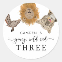 Young Wild and Three Safari Animaux Anniversaire