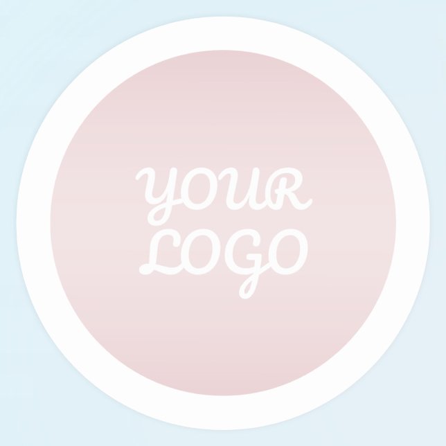 Sticker Rond Your Logo & Modern Blush Pink Ombre White Border (Créateur téléchargé)