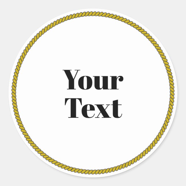 Sticker Rond Your Text Template, white circle, black text, (Devant)