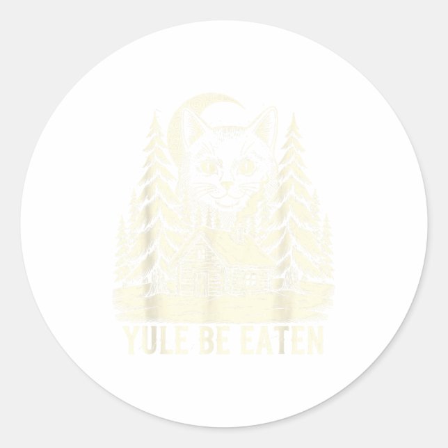 Sticker Rond Yule Be Eaten Icelandic Cat Christmas Folklore Jól (Devant)
