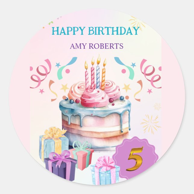 Sticker Rond Yummy Kids Birthday Card (Devant)