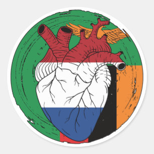 Sticker Rond Zambie Koningsdag Dutch Pays-Bas Heart