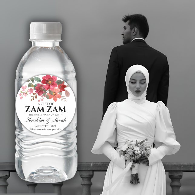 Sticker Rond zamzam eau nikah musulman mariage rose rouge (Créateur téléchargé)