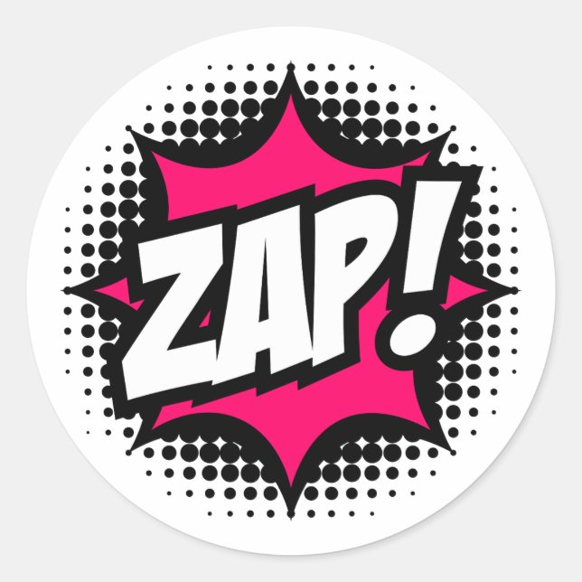 Sticker Rond ZAP ! Style de bande dessinée (Devant)