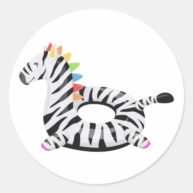 Sticker Rond Zebra Floatie Pool fête d'anniversaire (Devant)
