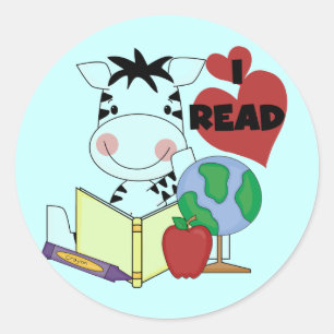 Sticker Rond Zebra I Read Tshirts et cadeaux