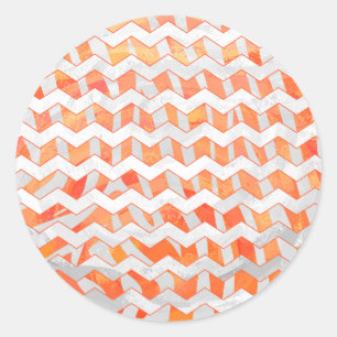 Sticker Rond Zebra Orange and White Print