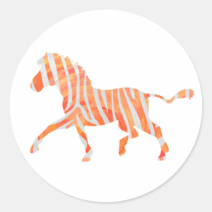 Sticker Rond Zebra Orange et Silhouette blanche