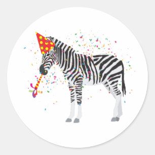 Sticker Rond Zèbre - Animaux ayant une fête