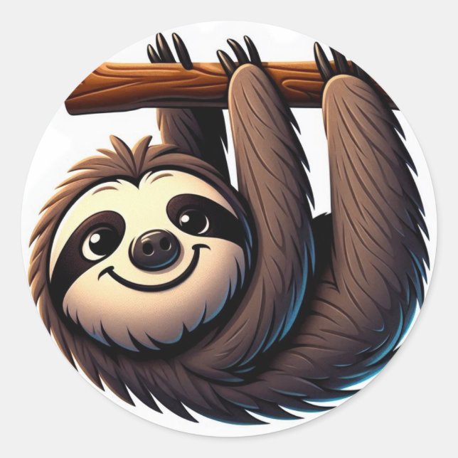Sticker Rond Zen Green Chill Sloth (Devant)