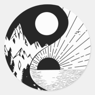 Sticker Rond Zen Yin Yang noir blanc