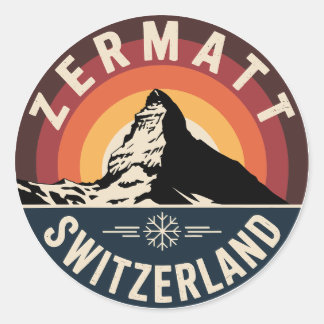 Sticker Rond Zermatt Suisse Alpes suisses Rétro