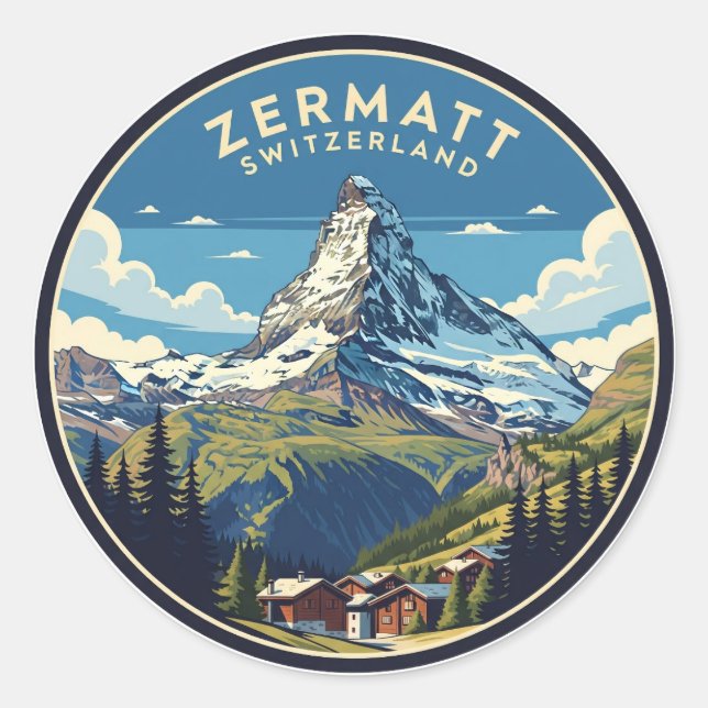 Sticker Rond Zermatt Suisse Matterhorn (Devant)
