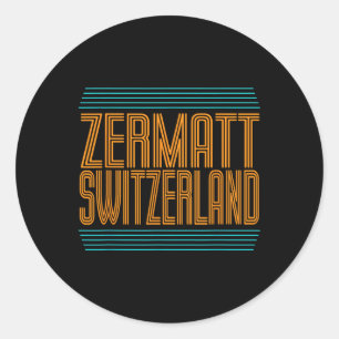 Sticker Rond Zermatt Suisse Ski alpin rétro Alpes suisses