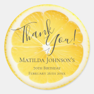 Sticker Rond Zesty Lemons amusant Jaune fête d'anniversaire Mer