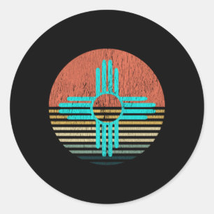 Sticker Rond Zia pour le Nouveau Mexique Turquoise Zia