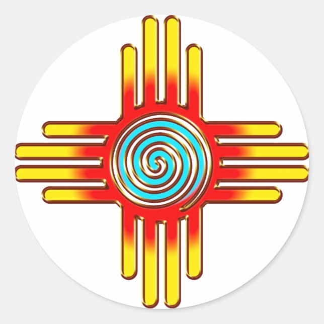 Sticker Rond Zia Sun - Zia Pueblo (Devant)