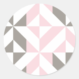 Sticker Rond ZigZag géométrique rose et argent