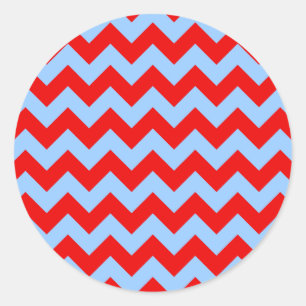 Sticker Rond Zigzag rouge et bleu clair