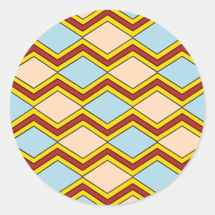 Sticker Rond Zigzags et diamants Art Abstrait