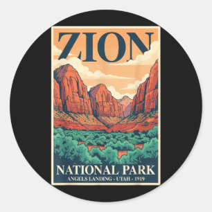 Sticker Rond Zion National Park Extérieur Angels Landing Utah